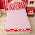 thumbnail image 4 of Erosebridal Kawaii Checker Bow Zipper Full Size Comforter Sets with Fitted Sheet and 2 Pillowcases for Girls, Red Classic Grid Ribbon Zipper Bedding Set, Pink Reversible, 4pcs, 4 of 7