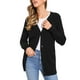 thumbnail image 2 of Suéteres de cárdigan largos para mujeres, con botones, abiertos al frente, cárdigan de punto, atuendos casuales con bolsillos, XS, negro, 2 of 6