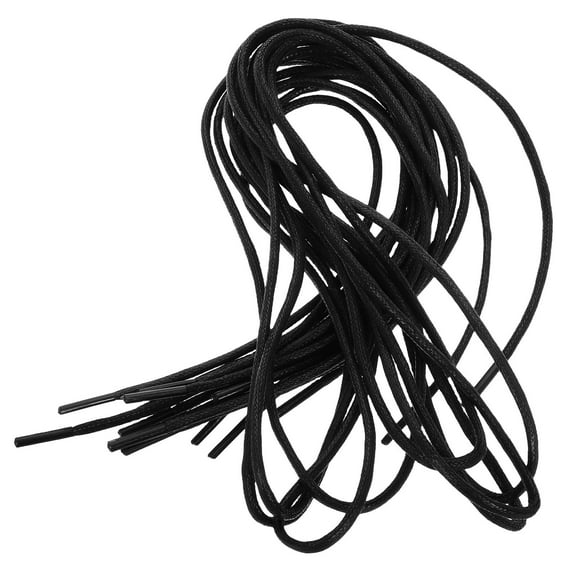 PENIKOKO 4Pair Round Black Waxed Cotton Shoelaces Durable Replacement for Boots and Dress Shoes