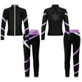 thumbnail image 3 of renvena Kids Ice Skating Jacket with Figure Skating Leggings Girls Zipper Outwear and Dance Pants Set Size 6-16 A Light Purple 8, 3 of 7