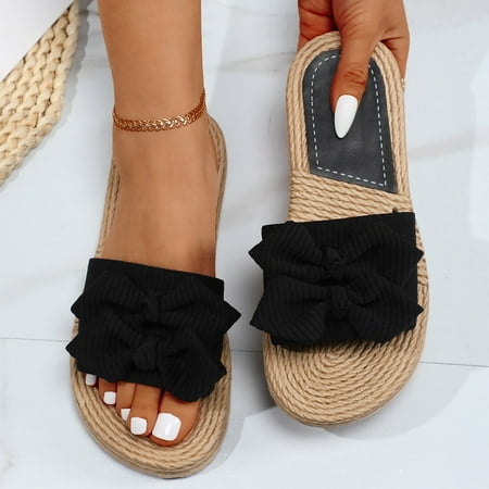 

Gubotare Slippers For Women Women s Nina Low Heel Pump Sandals Black 7.5