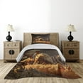 thumbnail image 3 of Ambesonne Western Quilted Coverlet 2 Pcs, Cowboy Riding Horse, Twin Size, Earth Yellow Grey, 3 of 5