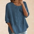 thumbnail image 5 of Women Summer Tops 2026 Fashion Plus Size Cotton and Linen Casual Round Neck Embroidery Loose T-shirt Thin Breathable Top, 5 of 9