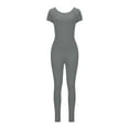 thumbnail image 4 of pstuiky Jumpsuits for Women Dressy, Solid Color Slim Short Seamless Hip Lifting Trousers Modern Fit Rompers for Women Gray M, 4 of 5
