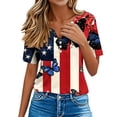 thumbnail image 6 of Vetsdori Summer T Shirts for Women American Flag Graphic Pullover Short Sleeve Independence Day V-Neck Fashion , Casual Red White and Blue Womens Tops July 4th, 6 of 9