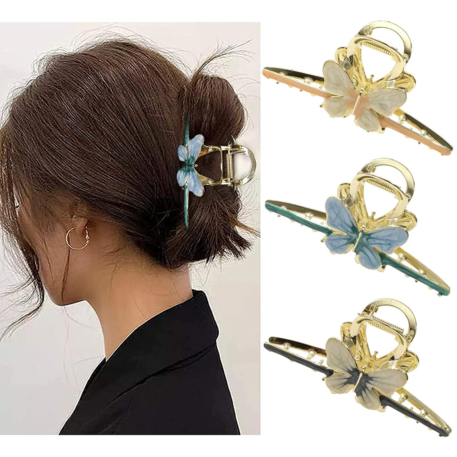 Claw Hair Jaw Clips Barrettes 3 Pcs No Slip Claw Clip Hair Clamp