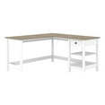 thumbnail image 1 of Atlin Designs 60" Farmhouse Engineered Wood Shaped Computer Desk in Gray/White, 1 of 8