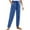 Blue, variant on Dvprdro Women's Summer Cotton Linen Pants Casual Solid Drawstring Wide Leg Beach Pants with Pockets