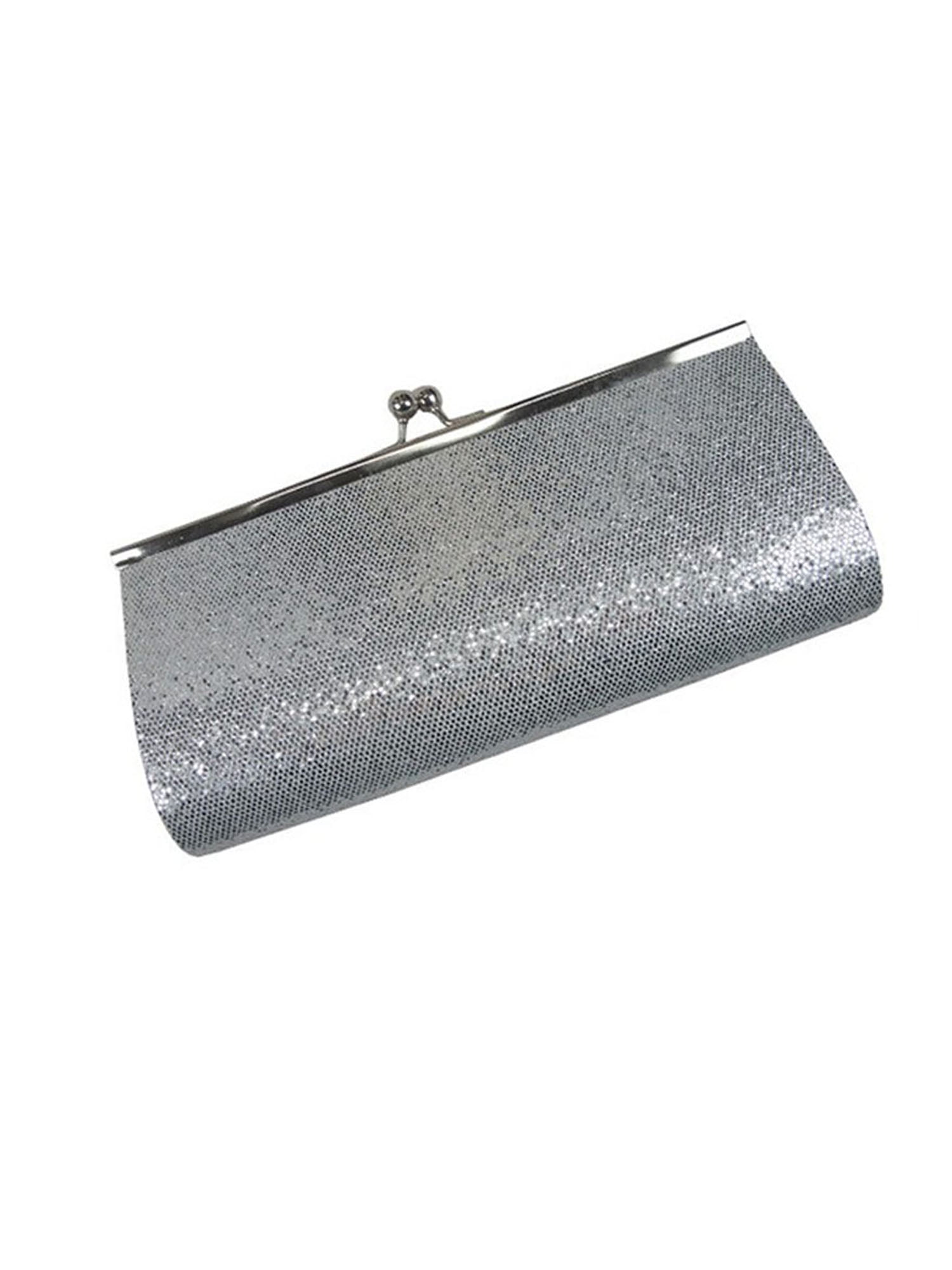 Silver Glitter Evening Clutch 10x4 Vintage Inspired Purse