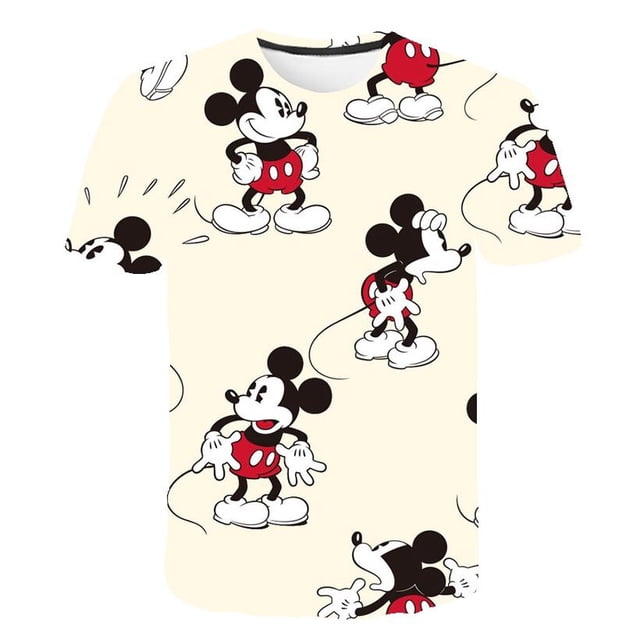 Camiseta de Mickey Mouse para niños, camiseta Harajuku 3D para niños, camiseta de verano para niños, camiseta de manga corta para niñas, camiseta de dibujos animados para bebés 3T Gao Jinjia LED