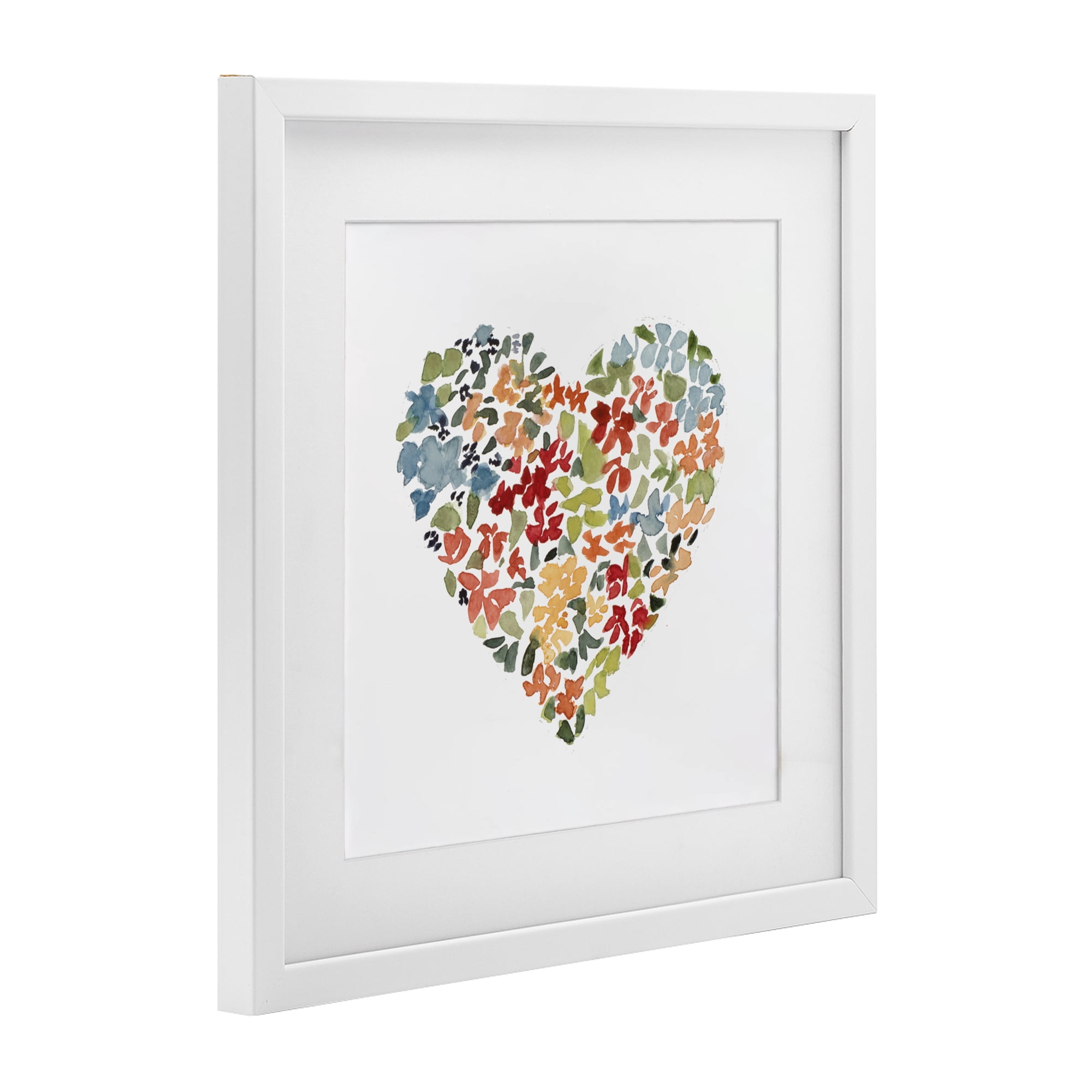 Stupell Industries Blooming Earth Tone Heart White Framed Print Under Glass, design by Lanie Loreth