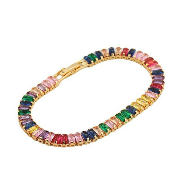 Bracelet Mode Double Rangée Zircon style Ins K Or Bracelet Femme Recta