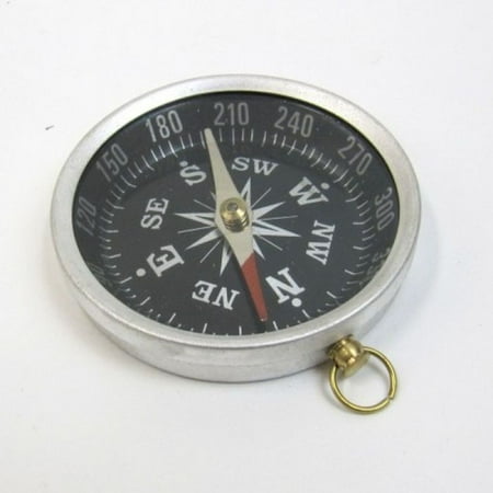 - India Overseas Trading AL48852A - Aluminum Flat Desktop Compass, Black Dial, Silver Finish