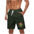 thumbnail image 2 of PNTUTB Men's Solid Color Matching Hawaiian Fashion Print Elastic Drawstring Pocket Casual Beach Shorts, 2 of 6