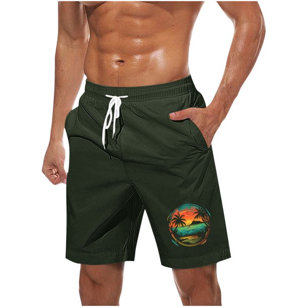 Pantalones Cortos Casuales para Hombre Imprimir con Bolsillos Pantalones de Playa de Cintura Elástica, Pantalones Cortos de Cintura Elástica para Hombre