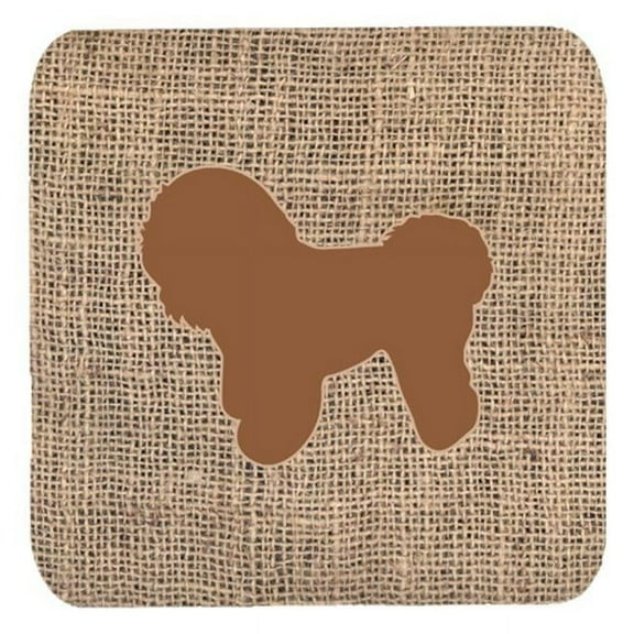Bichon Frise Burlap and Brown Foam Coasters, Set - 4