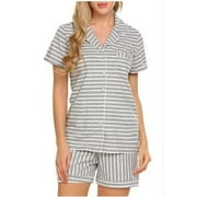 Summer Women Homewear Pajamas Set Short Sleeves Sleepwear