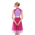 thumbnail image 2 of SiiRoh Womens Sleeveless Ballet Dancewear Ballroom Dance Leotard Dress Mock Neck Liturgical Praise Worship Dress Tunic Prom Dresses Hot Pink&Light Purple L, 2 of 6