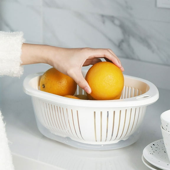 sruoe Kitchen Draining Basket, Colander Bowl, Draining Basket for Bowl, Holdhand Drain Basin Baskets, Drainage Basket, Efficient Vegetable Washing, Fruit Rinsing Drain Basket, Plastic
