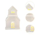 thumbnail image 6 of GUOOL Christmas Miniature House Statue Ceramic Small House Figurine with Light Christmas Decor, Desktop Ornament for Home, Festival C, 6 of 9