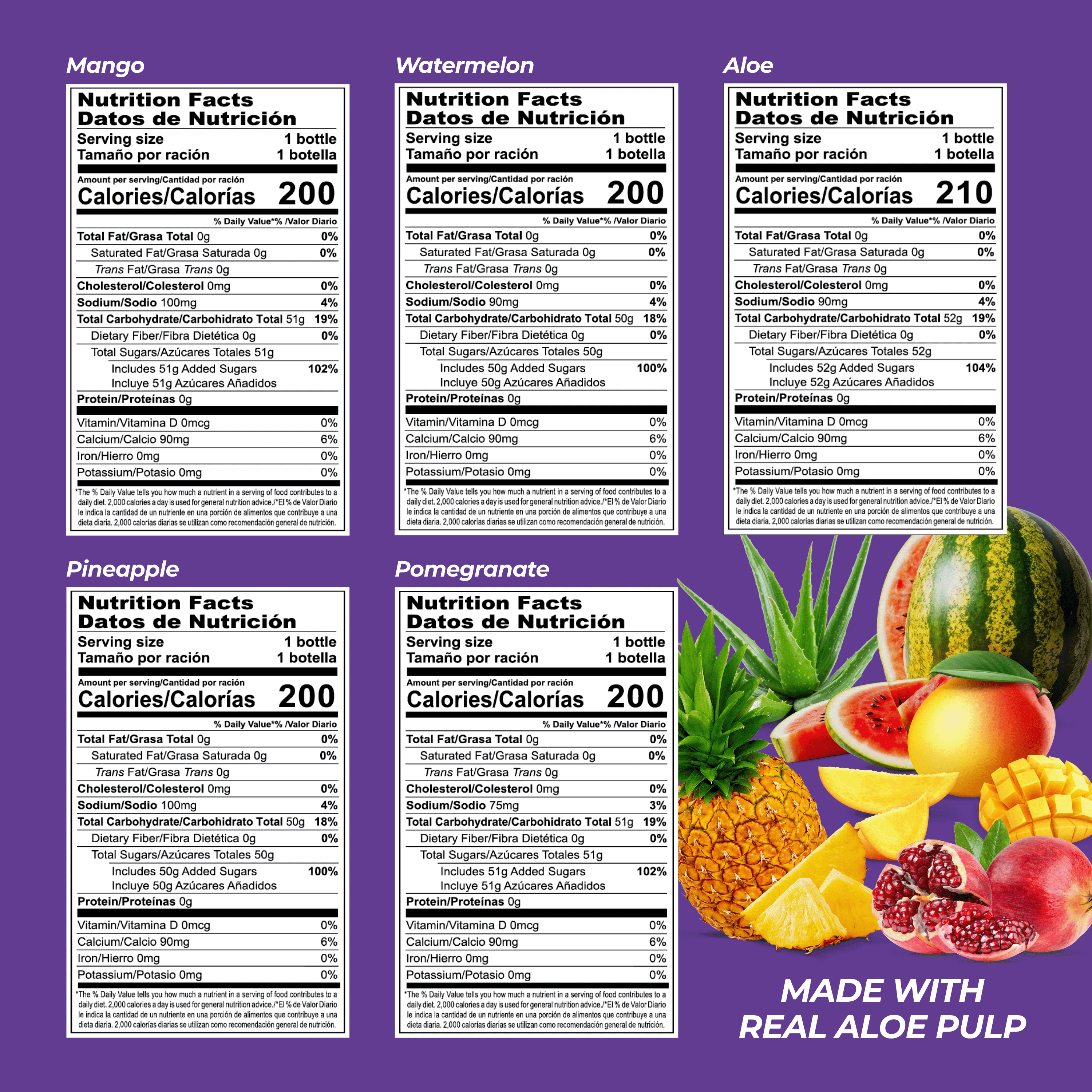 Aloevine Aloe Vera Drink, Tropical Variety Pack, 16.9 fl oz, 10 Count Bottles