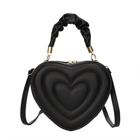 ELORIAH Leather Purses for Women,Portable Heart Purse,Structured Small Purses for Women Crossbody,Black