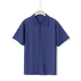 thumbnail image 6 of Men's Casual Short Sleeve Button Down Collar Shirt Solid Color Polyester Comfortable Daily Wear, 6 of 6