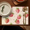 thumbnail image 5 of Red Berries and Fruit Design Placemats Set of 4, Flax Linen Heat Resistant Wrinkle Free Table Mats, Strawberry Pattern for Summer Themed Dining Style, 5 of 6