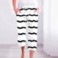 thumbnail image 2 of Pantalones Casuales de Mujer de Impresión Floral Cintura Elástica Suelta, Pantalones de Pierna Ancha Recta con Bolsillos, 2 of 5