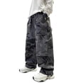 thumbnail image 2 of Pants for Girls Kids Boys Camo Cargo Pants Straight Leg Casual Trousers Comfortable Dark Gray 5-6 Years, 2 of 8