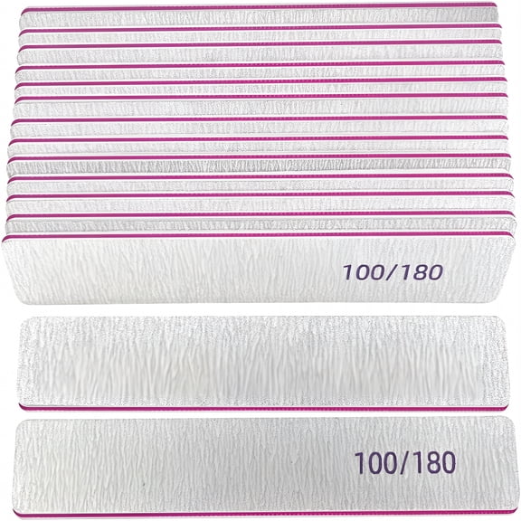 RAGUPEL 15 Pack Nail File Set, Square Nail File 100/180 Grit Double Sided Emery Board for Acrylic Nails/Natural Nails, Nail File Manicure Tools for Home or Salon Use