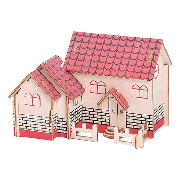 Lolmot Three Dimensional Puzzle, Three Plywood, Manual DIY Assembly Model, Decoration, House Building, Wooden Puzzle