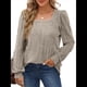 thumbnail image 1 of Camisas Tipo Túnica para Mujer, Camisas Holgadas de Larga, Camisas de Cuello Cuadrado Caqui L, 1 of 8