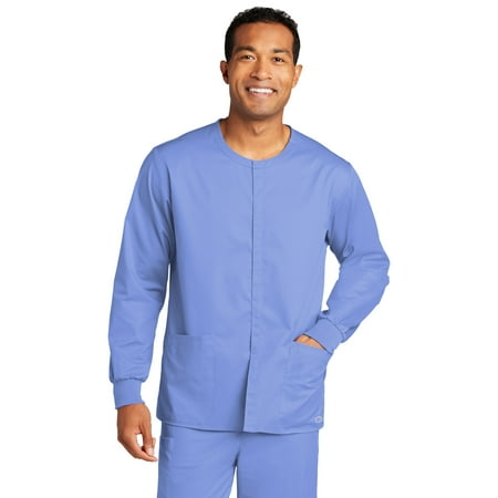 

WonderWink Unisex WorkFlex Snap-Front Scrub Jacket WW3080 In Ceil Blue