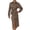 Brown, variant on Women's Printed Tie Waist Long Sleeve Midi Shirt Dress 100% Polyester Lightweight Versatile Flowy Elegant Workwear