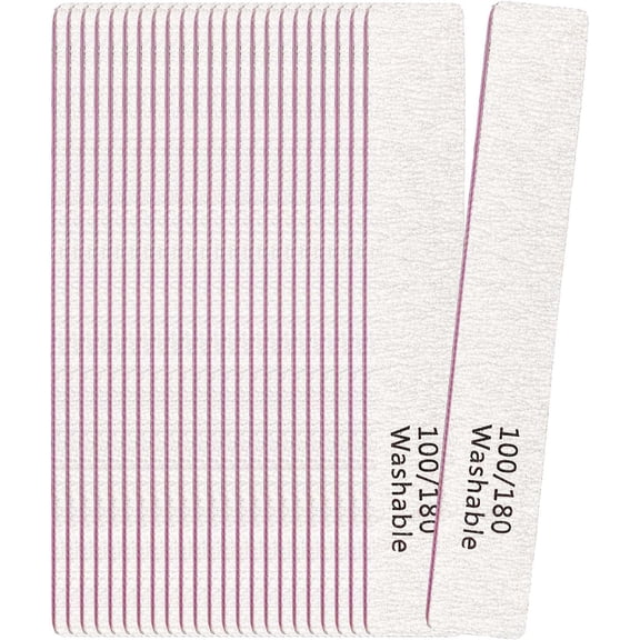 24 Pack Nail Files, 100/180 Grit Double Sides Professional Reusable Washable Nail File, Emery Boards Manicure Tool for Acrylic Nails