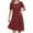 Wine, variant on Young Adult Dresses Women's Summer Cotton and Linen Short Sleeved Round Neck Pleated Dress with Hem Long Skirt S-2XL Gift for Her