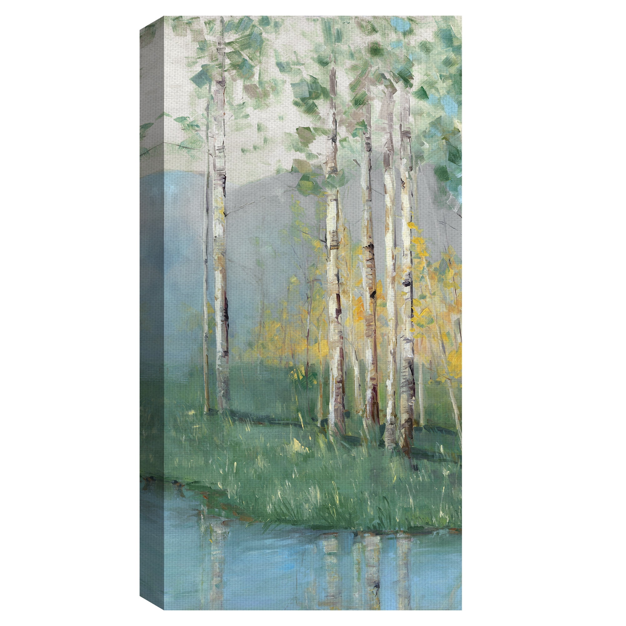 Masterpiece Art Gallery Birch Reflections Lakeside IV Canvas Art Print 17" x 34"