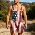 thumbnail image 2 of FUZHIQ Bib Overalls for Men Adjustable Straps Casual Beach American Flag Print Romper Jumpsuit with Pockets for Summer Holiday Wear, 2 of 4