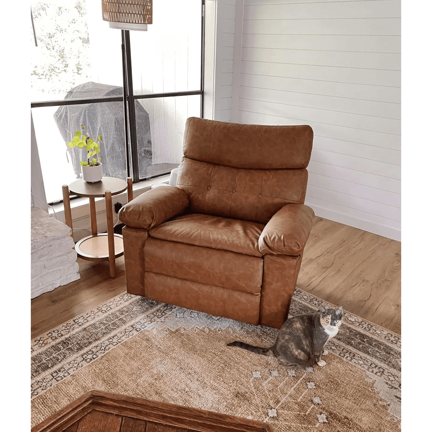 Oversized Manual Recliner Chairs for Adults, PU Leather Small Recliner Chair with 90° - 150° Adjustable Back,Lazy Boy Single Sofa Chairs for Small Space