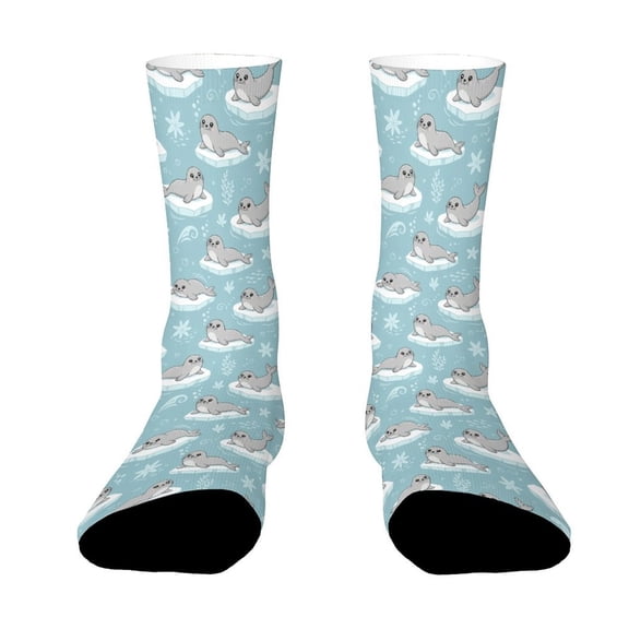 FabriLora Spotted Seal Pup Funny Novelty Crew Socks for Women Men Sports