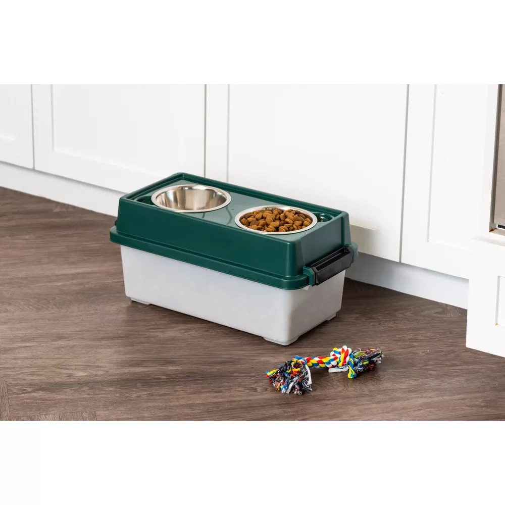 IRIS USA Elevated Dog Food Bowl with Storage photo 2