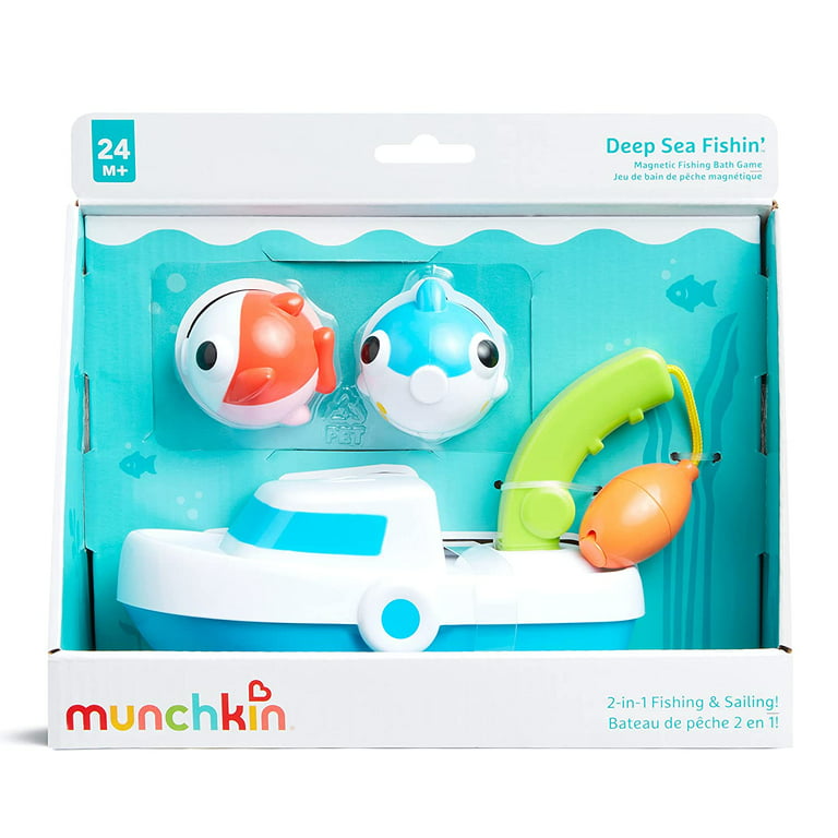 Munchkin® Deep Sea Fishin'™ Toddler Bath Toy and Game with Magnetic Fish,  Boat, and Rod