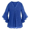 thumbnail image 4 of CQONEPT Girls Sequin Top Sparkly Dress Shirts 3/4 Ruffle Sleeve Blouses Casual Fashion V Neck Mesh Tunics Tops Blue 160, 4 of 7