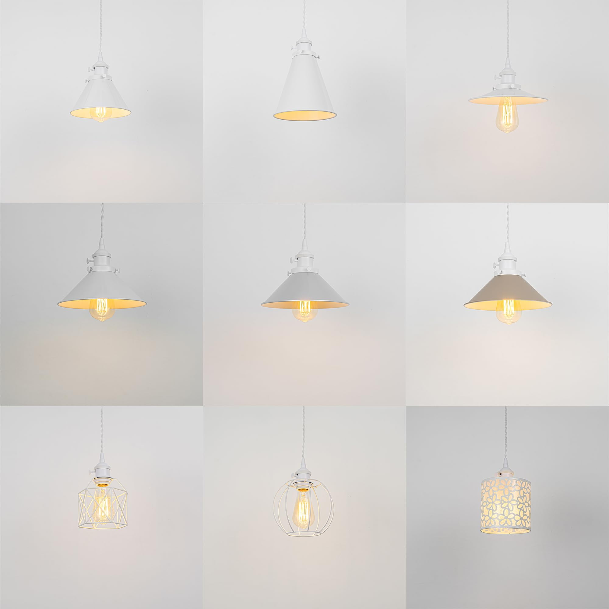KAYYELAMP 1x Plug in Cable Track Rail, 2X Adjustable Cord White Track Lighting Fixtures White E26 Base H-Type Vintage Design for Kitchen Loft(No Bulb)