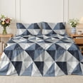 thumbnail image 2 of Flymme Queen Sheet Set Blue,4 Piece Soft Microfiber Bed Sheets with Flat Sheet,Abstract Geometric Bedding for Man Women Bedroom Decor, 2 of 8
