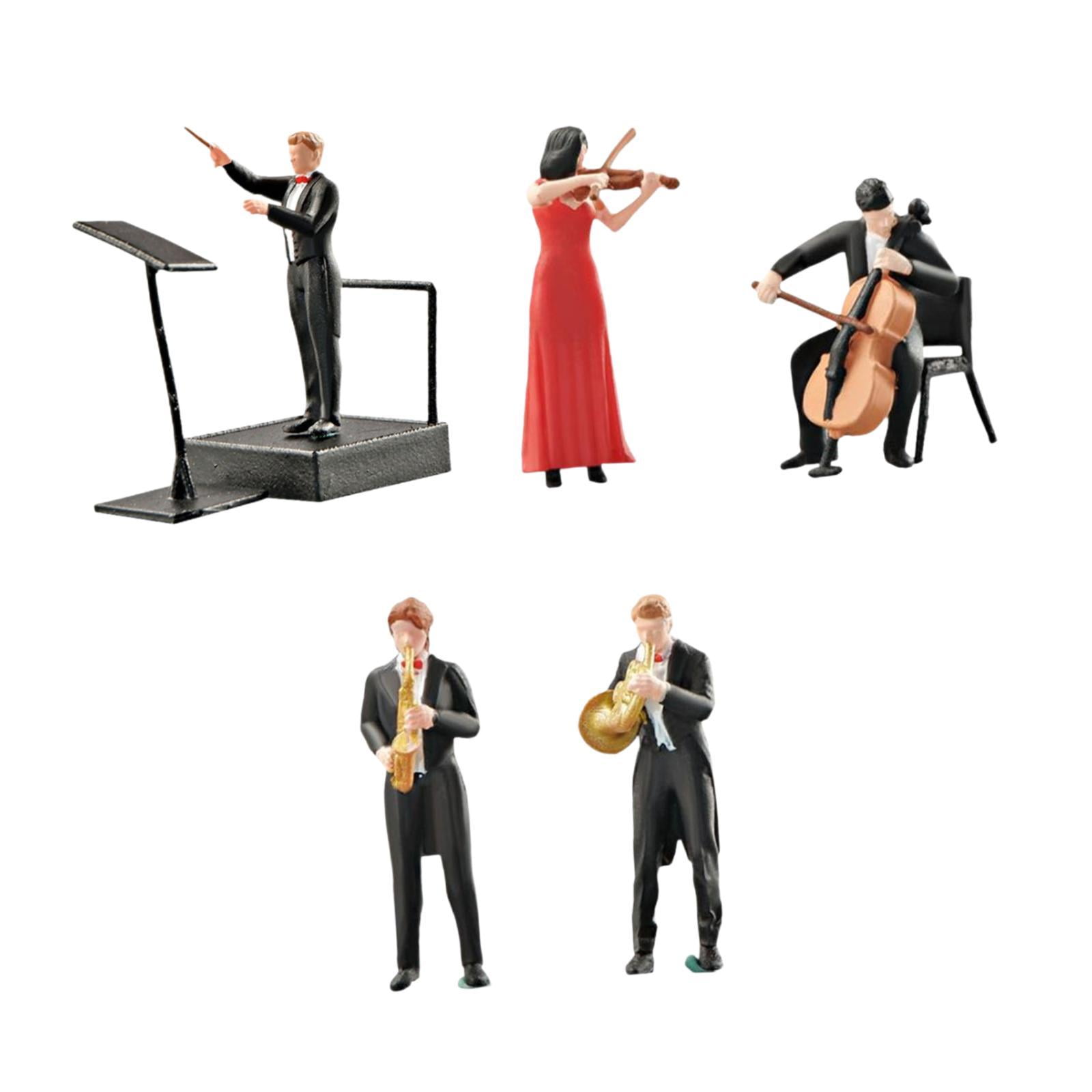 Dualoai 5 Pieces Musicians Music People /64 Scale Sand Table Decoration Ornament