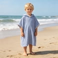 thumbnail image 2 of CUZIBR Cozy Striped Hooded Pullover For Boys Kids Top Comfortable Striped Changing Poncho Wearable Cover Up Robe For Toddler Girls Quickly Dry Bath Swim Wrap Pool Beach Surf ,Blue,5-6 Years, 2 of 5