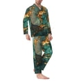thumbnail image 2 of Balery Emerald Color Gold Marble Pijama para Hombre de Dos Piezas con Manga Larga, Conjunto de Dormir y Descanso Suave con Bolsillos-Medium, 2 of 7