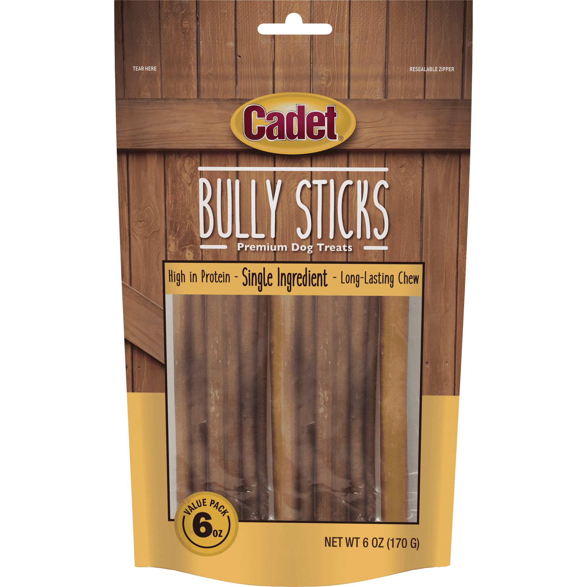 Cadet Bully Sticks Dog Treats, 6 Ounce